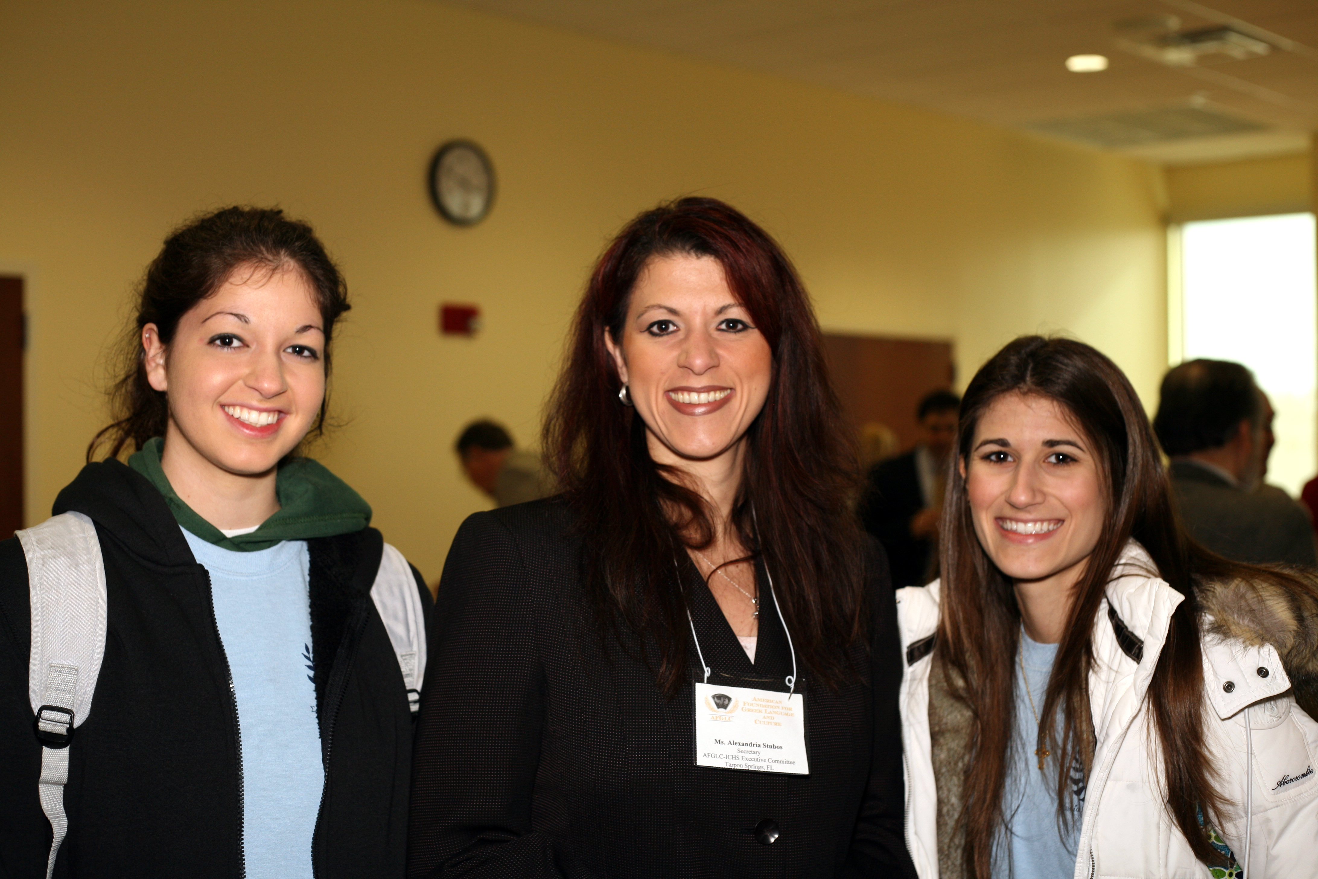 AFGLC Secretary Ms. Alexandria Stubos with students at St. Pete College during the 2010 AFGLC Educational Frorum